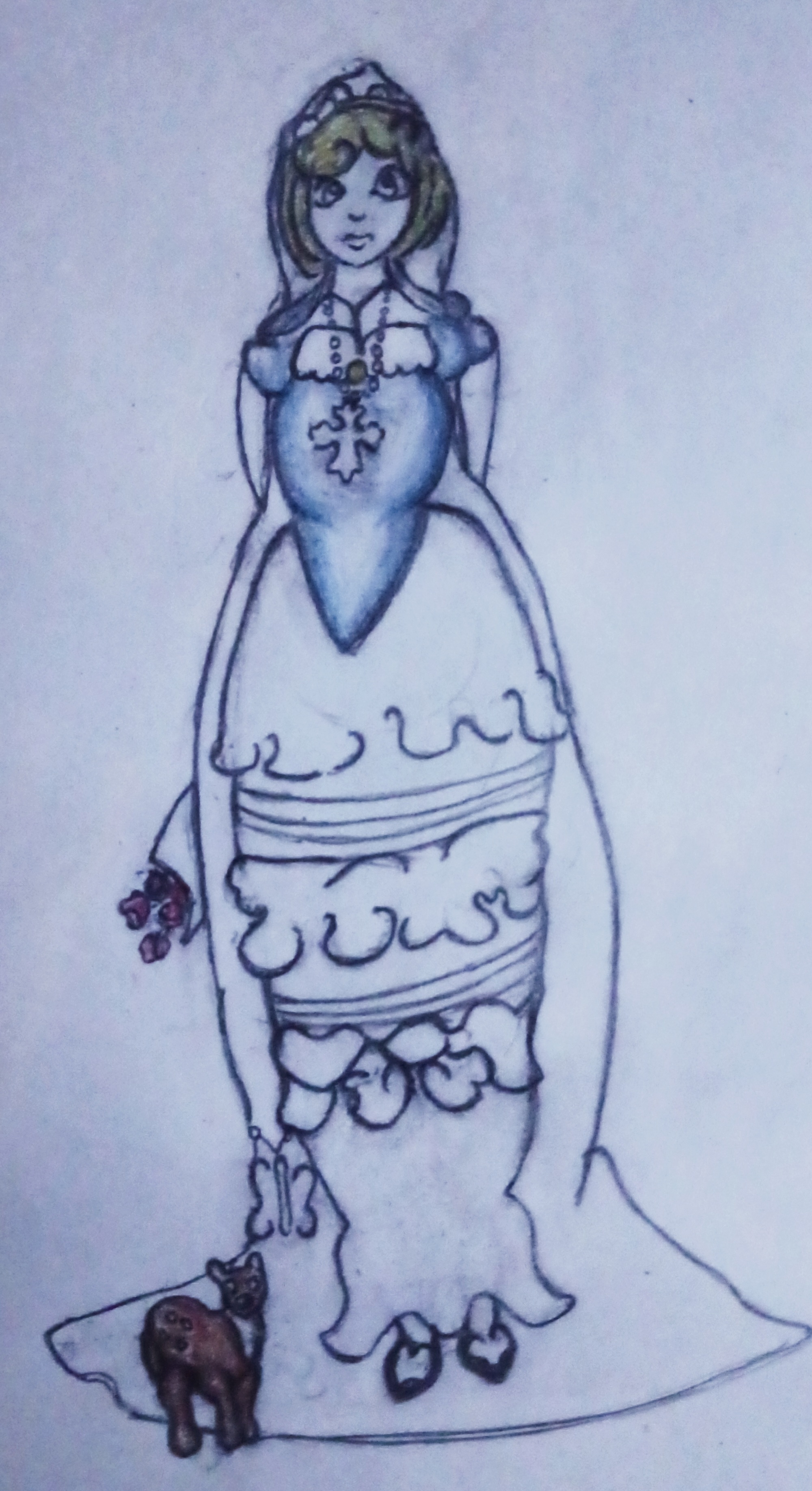 Drawing of woman wearing wedding dress